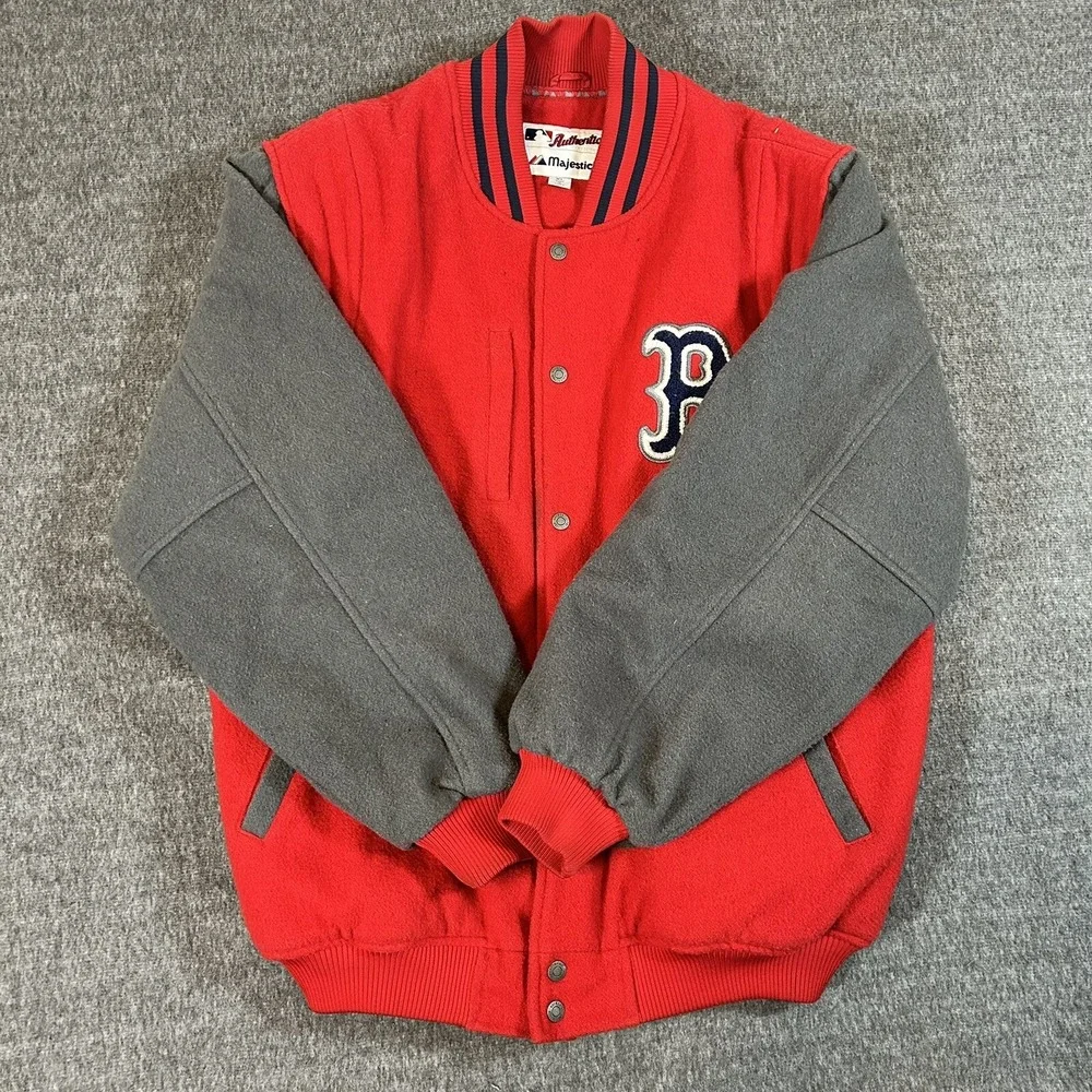 Vintage Majestic MLB Boston Red Sox Quilted Wool Bomber Varsity Jacket Size XL - Picture 5 of 14